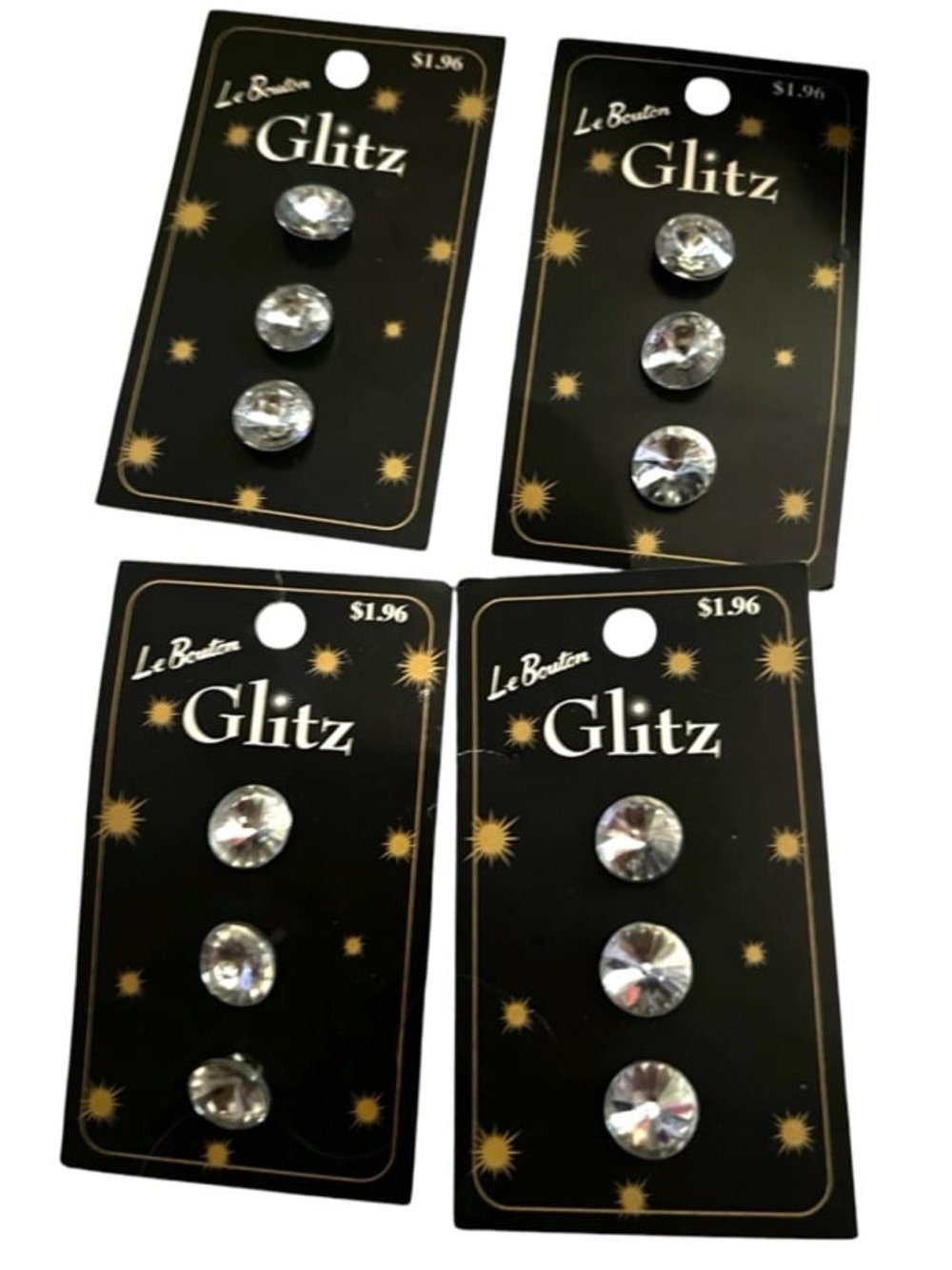Le Bouton Glitz Rhinestone Buttons -  4 Packs of 3